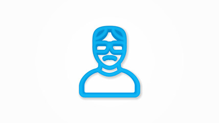 Grandfather Avatar, old man 3d realistic line icon. Vector top view illustration. color pictogram isolated on white background