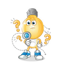 light bulb head cartoon searching illustration. character vector