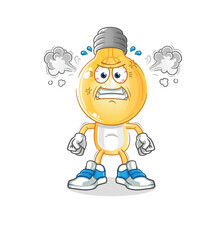 light bulb head cartoon very angry mascot. cartoon vector