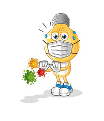 light bulb head cartoon refuse viruses. cartoon mascot vector