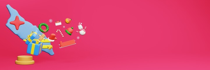 3d rendering of christmas new year celebration in Aruba for web cover and social media