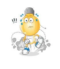 light bulb head cartoon running illustration. character vector