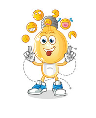 light bulb head cartoon laugh and mock character. cartoon vector