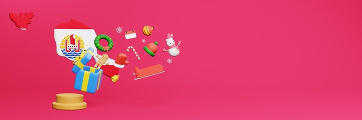 3d rendering of christmas new year celebration in French Polynesia for web cover and social media