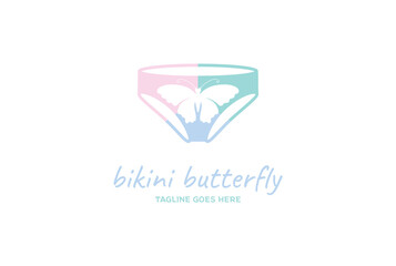 Hot Sexy Bikini Pant with Butterfly Motif Logo Design Vector