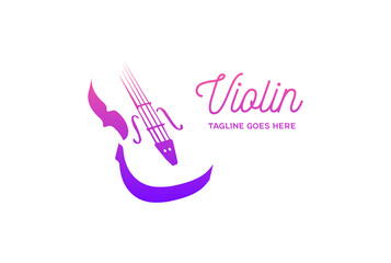 Simple Modern Violin Silhouette for Music Concert Show Competition Logo Design Vector © AFstudio87