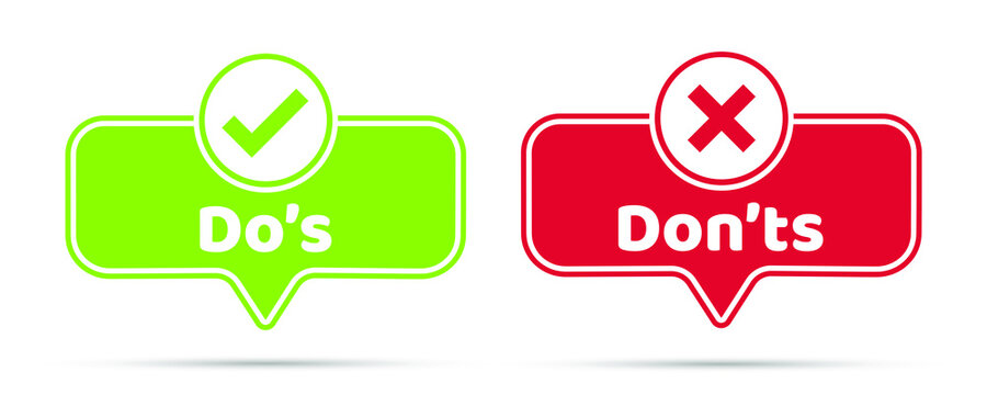 Do and Don't icon in flat style. Yes, no vector illustration on white isolated background. Positive, negative sign business concept.