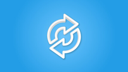 Refresh Arrows, sync, exchange 3d realistic line icon. Vector top view illustration. color pictogram isolated on blue background
