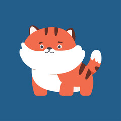 Cute kitty vector cartoon character isolated on background.