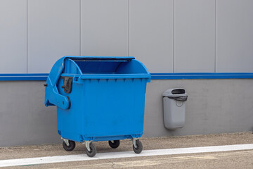 Open Blue Dumpster