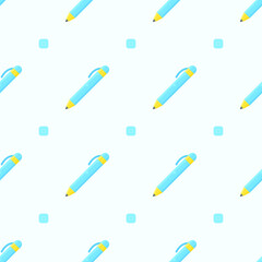 Seamless Pattern Abstract Elements Education School College Study Pen Vector Design Style Background Illustration Texture For Prints Textiles, Clothing, Gift Wrap, Wallpaper, Pastel