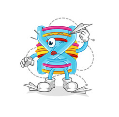 DNA with paper plane character. cartoon mascot vector
