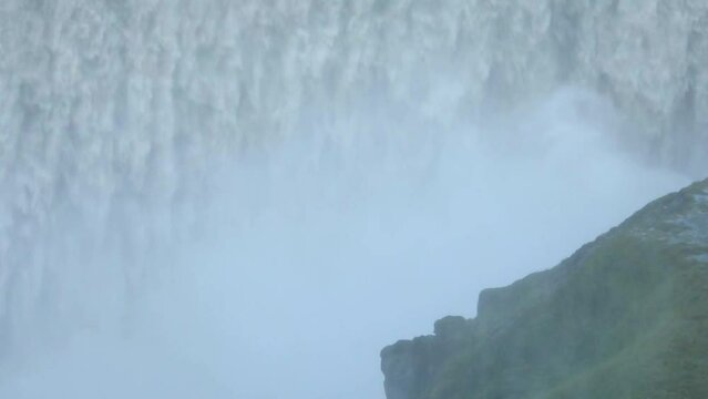 Landscape of water crashing at Dettifoss waterfall in Iceland