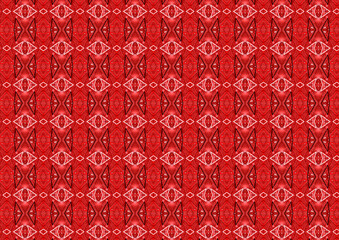 Red kaleidoscope, repeating pattern, design is perfect for printing on fabric or wrapping paper for Valentine's Day