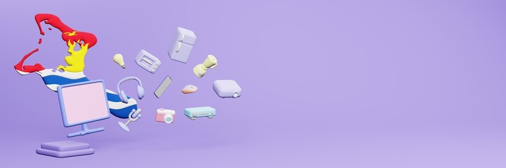 3d rendering of using electronic devices in the country of Kiribati for data display