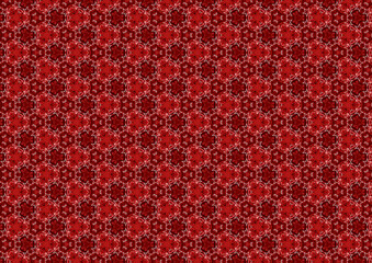 Red kaleidoscope, repeating pattern, design is perfect for printing on fabric or wrapping paper for Valentine's Day