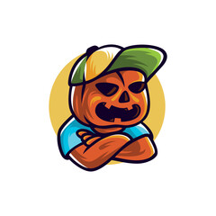 Halloween Pumpkin Head Vector Illustration