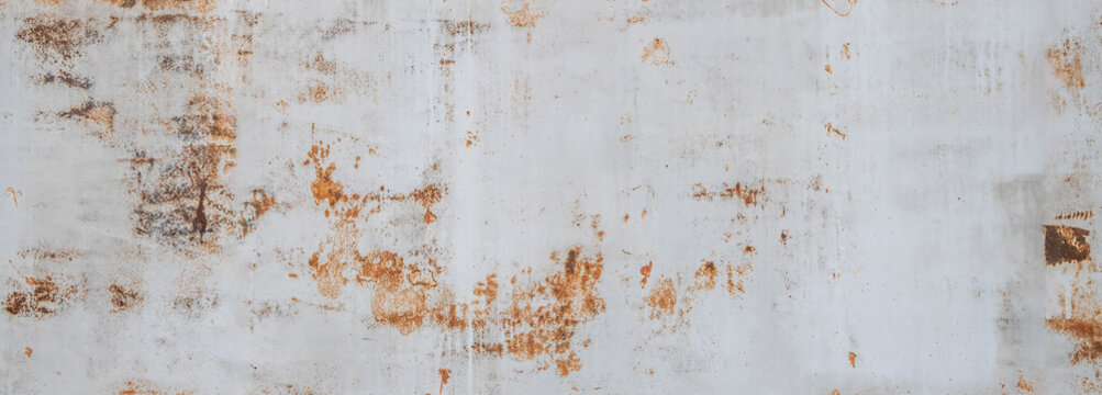 Old rusty white metal texture backgrounds, image panorama for cover design.
