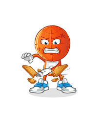 basketball head cartoon karate mascot. cartoon vector