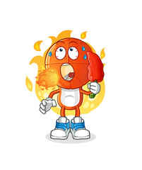 Obraz na płótnie Canvas basketball head cartoon eat hot chilie mascot. cartoon vector