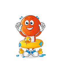 basketball head cartoon with duck buoy. cartoon mascot vector