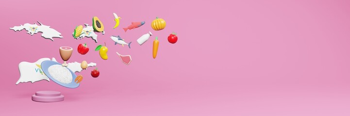 3d rendering of healthy food consumption nutritional requirements in Virgins Island