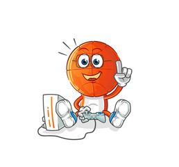 basketball head cartoon playing video games. cartoon character