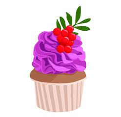 pink cupcake with berries