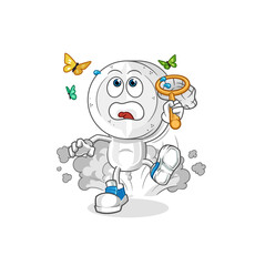 medicine tablet head cartoon catch butterfly illustration. character vector