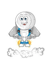 medicine tablet head cartoon with jetpack mascot. cartoon vector
