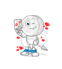 medicine tablet head cartoon hold love letter illustration. character vector