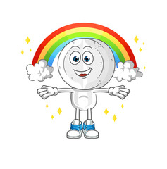 medicine tablet head cartoon with a rainbow. cartoon vector