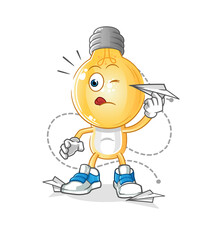 light bulb head cartoon with paper plane character. cartoon vector