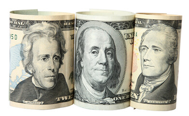 The dollar banknotes curtailed as a tubule.