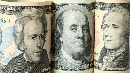 The dollar banknotes curtailed as a tubule.