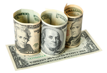 The dollar banknotes curtailed as a tubule.