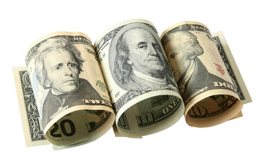 The dollar banknotes curtailed as a tubule.