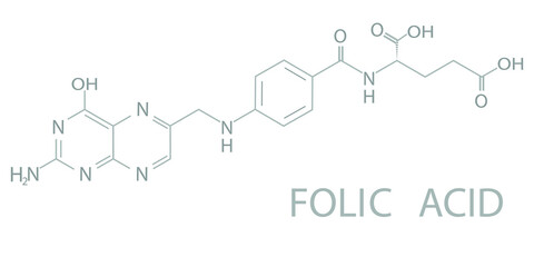 Folic acid molecular skeletal chemical formula.	
