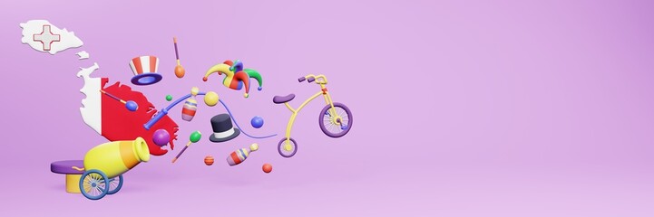3d rendering of festivals and circus entertainment in Malta for social media