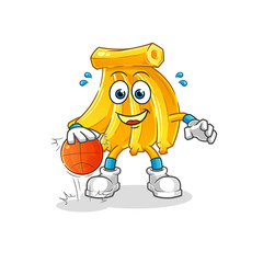 Banana dribble basketball character. cartoon mascot vector