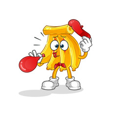 Banana pantomime blowing balloon. cartoon mascot vector
