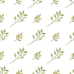 Watercolor leaf seamless pattern