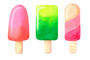 Ice cream painted with watercolors.