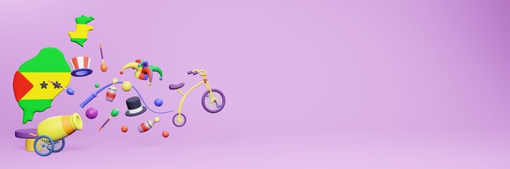 3d rendering of festivals and circus entertainment in Sao Tome and Principe for social media