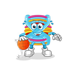 DNA dribble basketball character. cartoon mascot vector