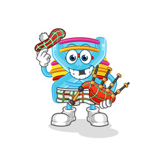 DNA scottish with bagpipes vector. cartoon character
