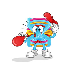 DNA pantomime blowing balloon. cartoon mascot vector