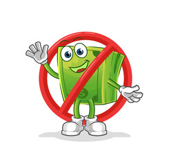 say no to money mascot. cartoon vector