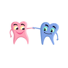 pink and blue teeth holding hands