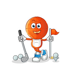 Obraz premium basketball head cartoon playing golf vector. cartoon character